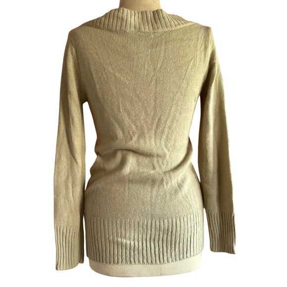 Womens Sweater Size Medium Tan Long Fitted Preppy Western Classic Minimalist - Picture 3 of 8